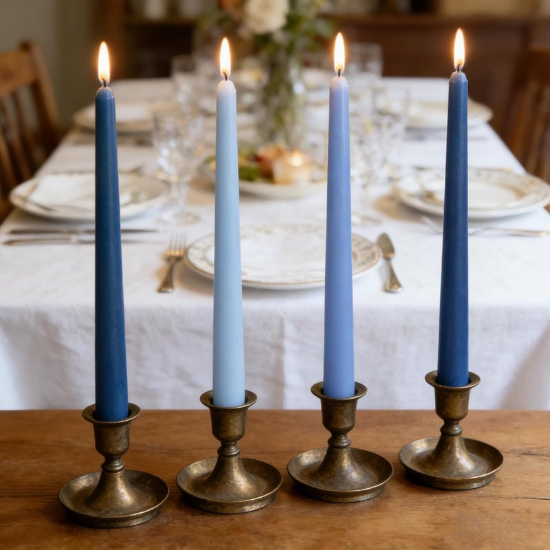 Sihuida 12-Pack Gradient Blue Taper Candles, 10 Inch Unscented Dripless Candlesticks, Long-Lasting Burn Time of 7-8 Hours, Perfect for Home Décor Weddings Babyshower and Events - Image 2
